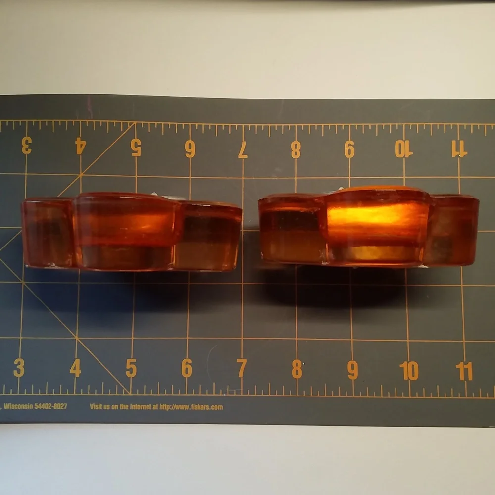 3/$25 Orange Flower Tealight Holders Glass